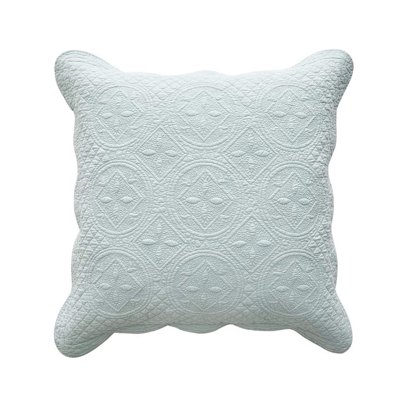 Calla Angel Sage Garden Luxury Pure Cotton Quilted Pillow Sham, Euro, 26x26, Light Aqua - Image 1